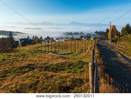 Morning Fog On The Slopes Of The Carpathian Mountains (yablunytsia Village, Ivano-frankivsk Oblast, 