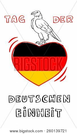 German Deutschen Einheit Vertical Banner. Hand Drawn Illustration Of German Deutschen Einheit Vertic