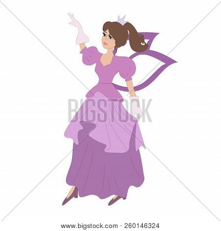 Cartoon Fairy Dancing In Beauty Drees Vector Illustration