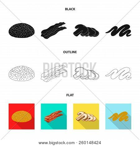 Vector Design Of Burger And Sandwich Logo. Set Of Burger And Slice Stock Vector Illustration.