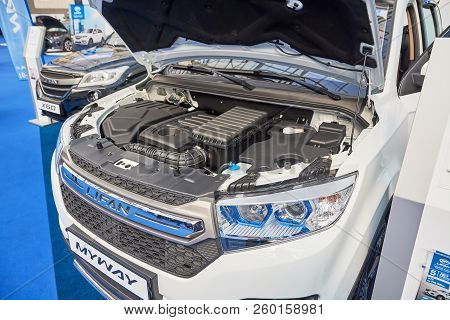Krasnoyarsk, Russia - September 22, 2018: Exhibition Motor Expo Show, Motor Compartment Lifan Myway.