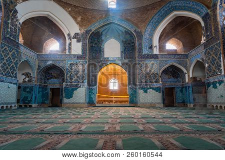 Tabriz, Iran - June 2018:  Blue Mosque In Tabriz, Iran, Interior View. The Mosque Was Constructed In