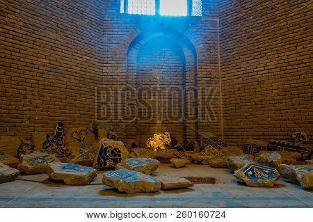 Tabriz, Iran - June 2018:  Blue Mosque In Tabriz, Iran, Interior View. The Mosque Was Constructed In