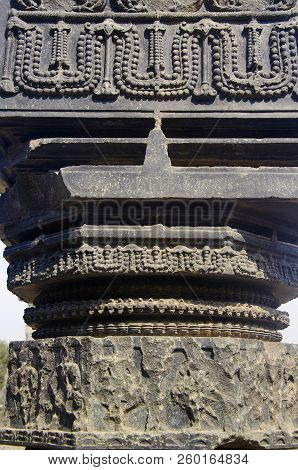 A Carved Pillar, Thoranan Arches, Warangal Fort, Warangal Telangana India