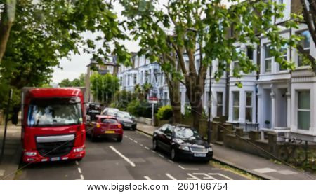 Blurred Background With Historic Buildings In English Style In Hammersmith, London