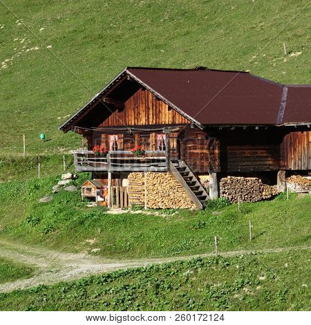 Old Farm House In Gsteig Bei Gstaad. Bernese Oberland, Switzerland.