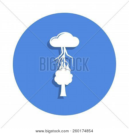 Thunderstorm Over A Tree Icon In Badge Style. One Of Weather Collection Icon Can Be Used For Ui, Ux