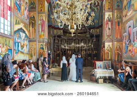 Tiberias, Israel, September 22, 2018 : The Wedding Ceremony Held In The Orthodox Tradition In Greek 