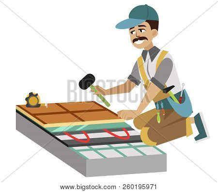 Tile With Insulation Poster With Text Names Vector