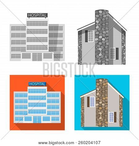 Vector Design Of Building And Front Symbol. Collection Of Building And Roof Vector Icon For Stock.