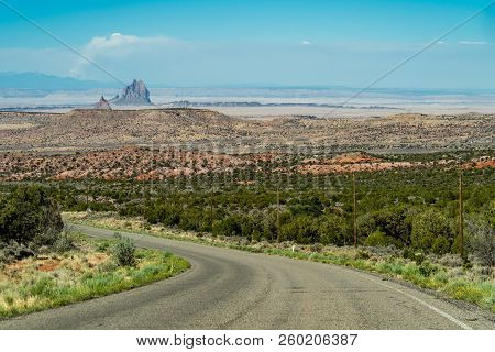 View Of Shiprock Rock Formation In New Mexico From The Lukachukai Pass Road In Arizona