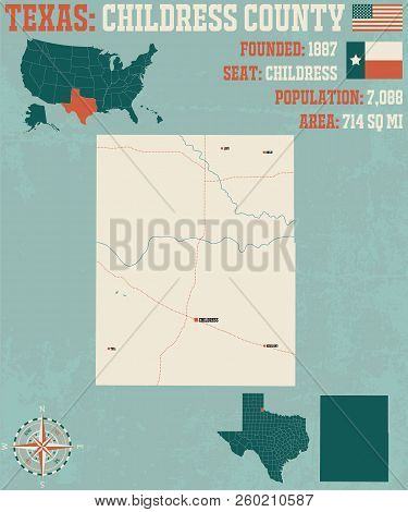 Detailed Map Of Childress County In Texas, Usa