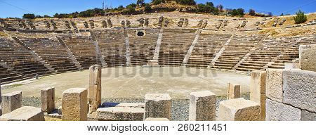 Panoramic View Of The Remains Of The Amphitheatre Of Halicarnassus. Mugla Province, Turkey.