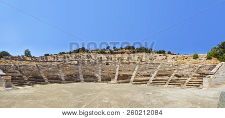 Panoramic View Of The Remains Of The Amphitheatre Of Halicarnassus. Mugla Province, Turkey.