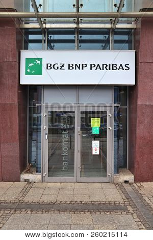 Wroclaw, Poland - May 11, 2018: Bgz Bnp Paribas Bank Branch In Wroclaw, Poland. There Are 36 Banking