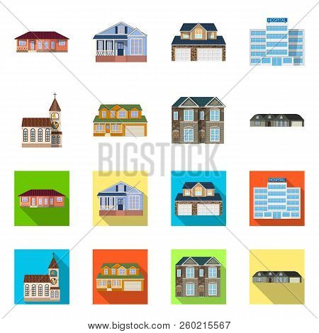 Vector Design Of Building And Front Logo. Collection Of Building And Roof Vector Icon For Stock.