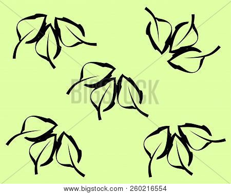 Pattern With Leaves In Pastel Calm Background.