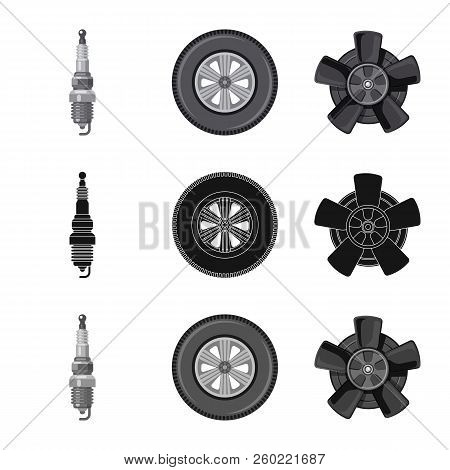 Vector Illustration Of Auto And Part Icon. Collection Of Auto And Car Vector Icon For Stock.