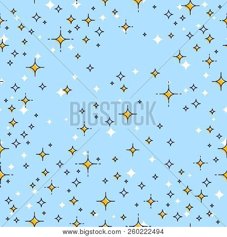 Space Seamless Background With Stars, Undiscovered Galaxy Cosmic Fantastic And Interesting Textile F