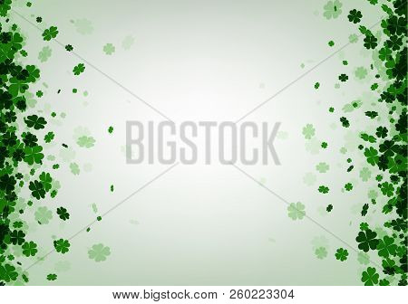 Saint Patrick's Day Background With Four-leaved Shamrocks. Vector Paper Illustration.