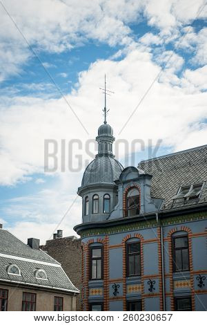 Low Angle View Of Building With Spire, Hamar, Hedmark, Norway