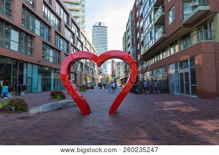 Toronto, Canada - September 18, 2018: Distillery District (former Gooderham & Worts Distillery) - Hi