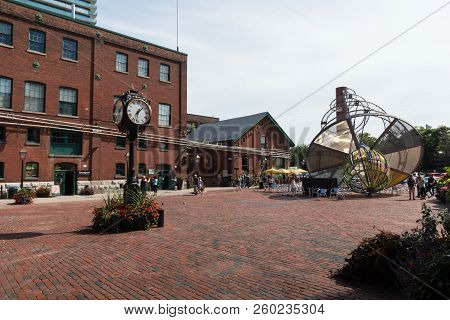 Toronto, Canada - September 18, 2018: Distillery District (former Gooderham & Worts Distillery) - Hi