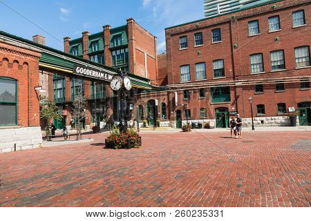Toronto, Canada - September 18, 2018: Distillery District (former Gooderham & Worts Distillery) - Hi