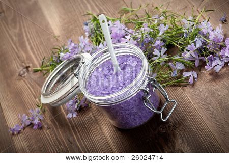 Spa And Aromatherapy - Lavender Bath Salt And Flowers