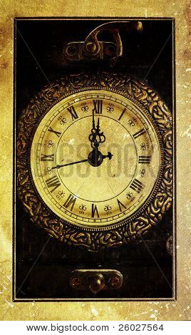 Vintage clock-New Year`s at midnight