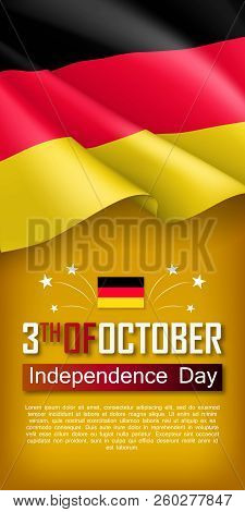 Germany Independence Day Vertical Flyer. 3th Of October Greeting Vector Illustration. Patriotic Back