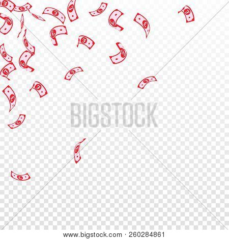 British Pound Notes Falling. Sparse Gbp Bills On Transparent Background. United Kingdom Money. Aweso