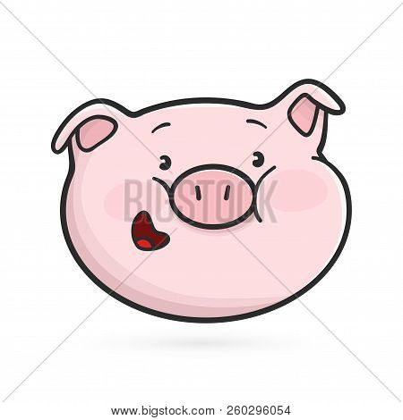 Smiling Emoticon Icon. Emoji Pig. Vector Illustration