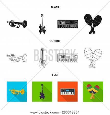 Isolated Object Of Music And Tune Logo. Set Of Music And Tool Vector Icon For Stock.