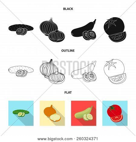 Vector Design Of Vegetable And Fruit Logo. Collection Of Vegetable And Vegetarian Stock Vector Illus