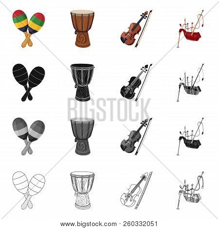 Vector Illustration Of Music And Tune Symbol. Set Of Music And Tool Vector Icon For Stock.