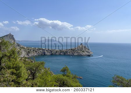 View Of The Crimean Coast. The View From The Mountains On The Novyi Svet, A Cape Kapchik.