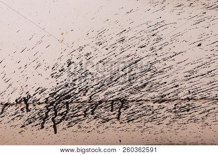 Bitumen Ashpalt Spray Spot On The Car Door Close Up Texture Photo