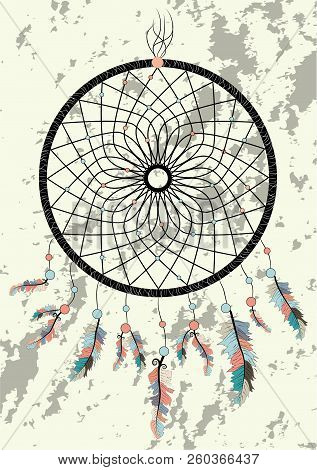 Dream Catcher Boho Native American Indian Talisman Dreamcatcher. Clothes Ethnic Tribal Design. Magic