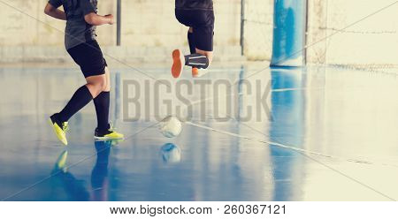 Indoor Soccer Sports Hall. Football Futsal Player