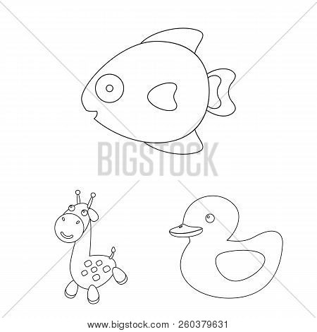An Unrealistic Outline Animal Icons In Set Collection For Design. Toy Animals Vector Symbol Stock We