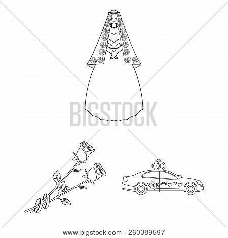 Wedding And Attributes Outline Icons In Set Collection For Design.newlyweds And Accessories Vector S