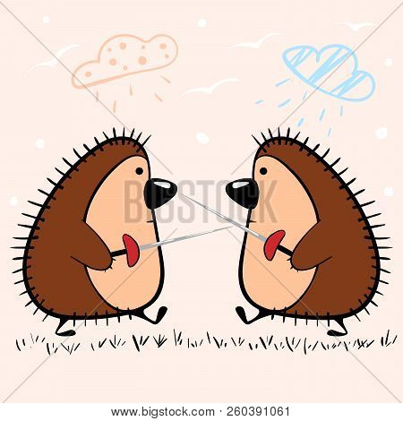 Funny Hedgehog With Sword. Idea For Print T-shirt. Vector Eps 10