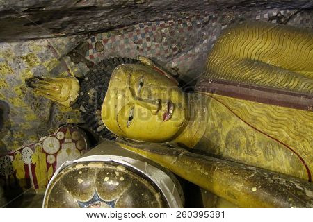 The Statue Of Meditating Budha In Dambulla Cave Temple, Sri Lanka