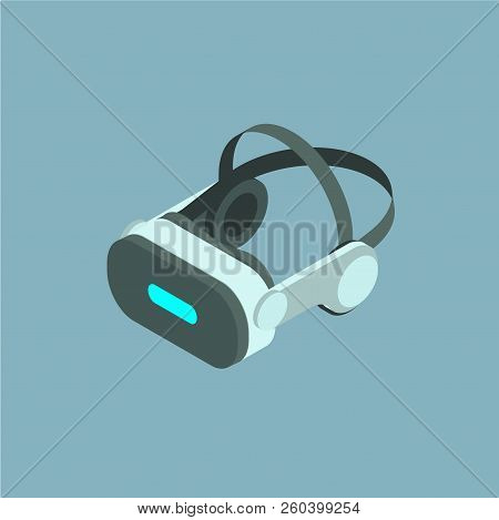 Vr Helmet Vector Isometric Icon On Gray Background