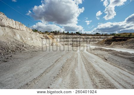Development Of The Chalk Pit. Roads For Dump Trucks.