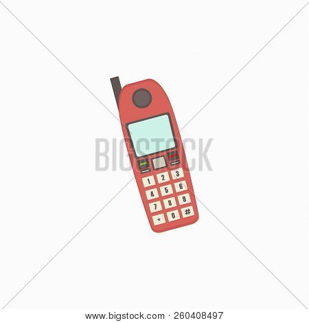 Retro Phone, Red Phone. Retro. Old.  Technology. Vector Illustration.