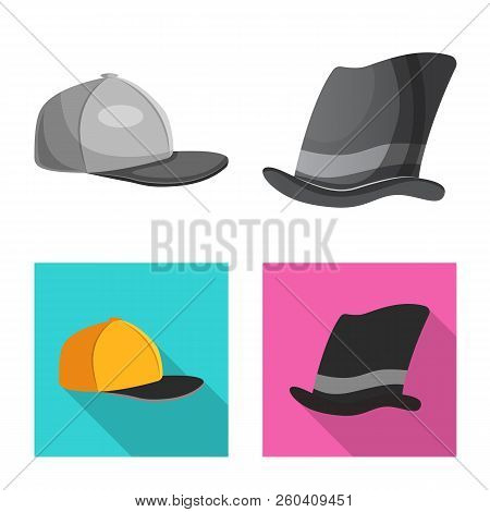 Vector Design Of Headgear And Cap Logo. Collection Of Headgear And Accessory Vector Icon For Stock.