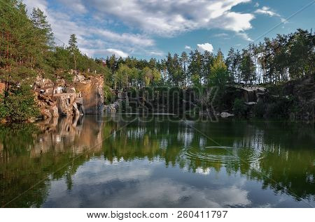Canyon In Autumn Forest On A Warm Sunny Day, Ukraine, Zhytomyr Region, Korostyshevsky District