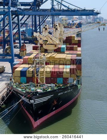 Dar Es Salaam, Tanzania - March 29: Container Vessel In Port Of Dar Es Salaam On March 29, 2018 In D
